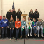 Front: Jack Farquhar, Jason Wittrock, Makenna Rehder, Brett Evans, Brock Stamer, Eric Mars, Ryan Fuller, Nate Rohlfsen, Reese Lundquist Back Row. McKenna Henrich-NW District Reporter, Page Roberts-NW District Secretary, Haley Williams-NW District President, Abigail Boardman-NW District Treasurer, Kylee Miller-NW District Sentinel