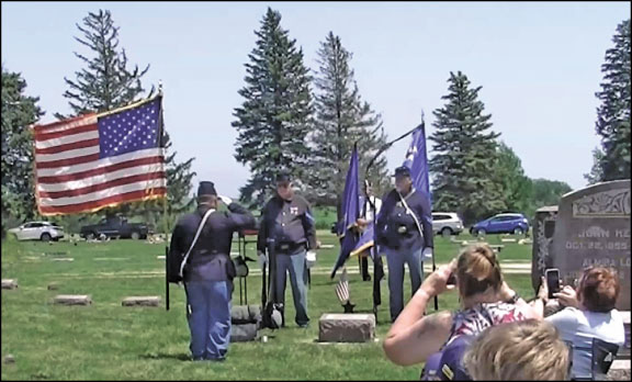 On Saturday, June 18 there was ceremony honoring James P. Martin, the last Civil War soldier in Iowa who passed away in 1949 at the age of 101. The Sons of Union Veterans of the Civil War (SUVCW) have had a project to place a marker at the gravesite of the last soldier in each county in the state. Mr. Martin is both the last soldier of O’Brien County and the State of Iowa so it was decided to have a special ceremony in his honor.